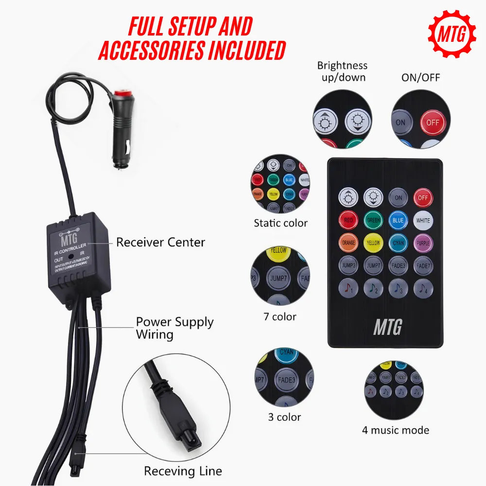 RGB Car Interior Ambient Light – Music Sync LED Atmosphere Lights
