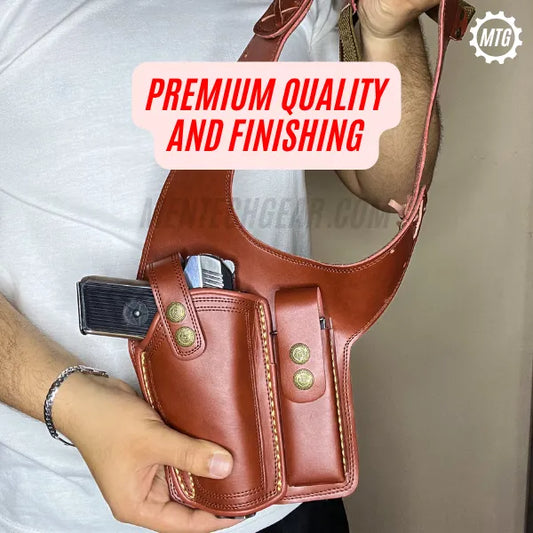 Premium Genuine Leather Pistol Holster – Single-Side Carry + FREE Cleaning Kit