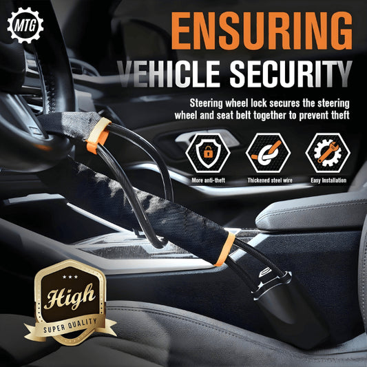 Seat Belt Steering Wheel Lock – Quick Locking Anti-Theft Strap