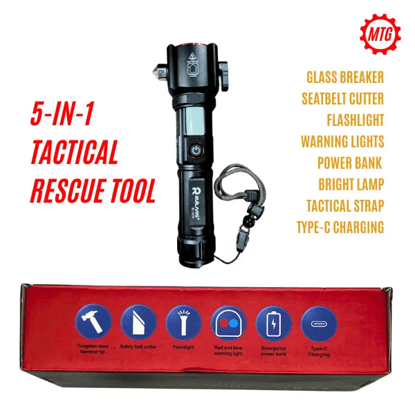 5-in-1 Tactical Multi-Functional Emergency Flashlight