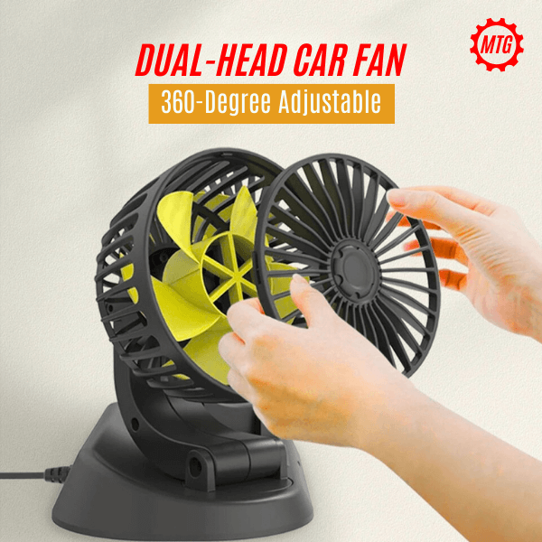 Dual Head Vehicle Fan – 360° Adjustable | Plug & Play