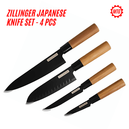 Japanese 4-Pcs Knife Set – Bamboo Handles & Stainless Steel