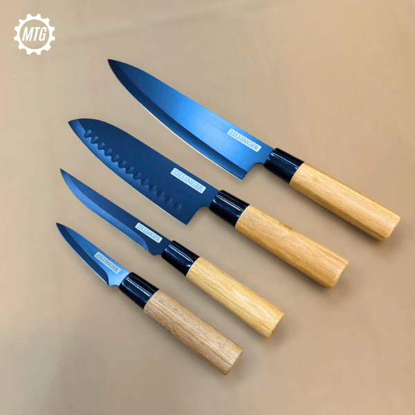 Japanese 4-Pcs Knife Set – Bamboo Handles & Stainless Steel