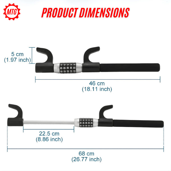Premium 5-Digit Password Steering Lock – Heavy-Duty Anti-Theft Bar