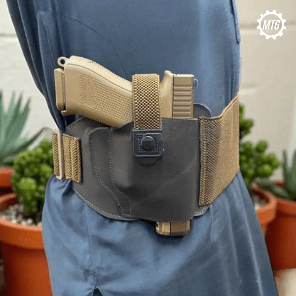 Pistol Holster Belt – Leather with Dual Magazine Holders