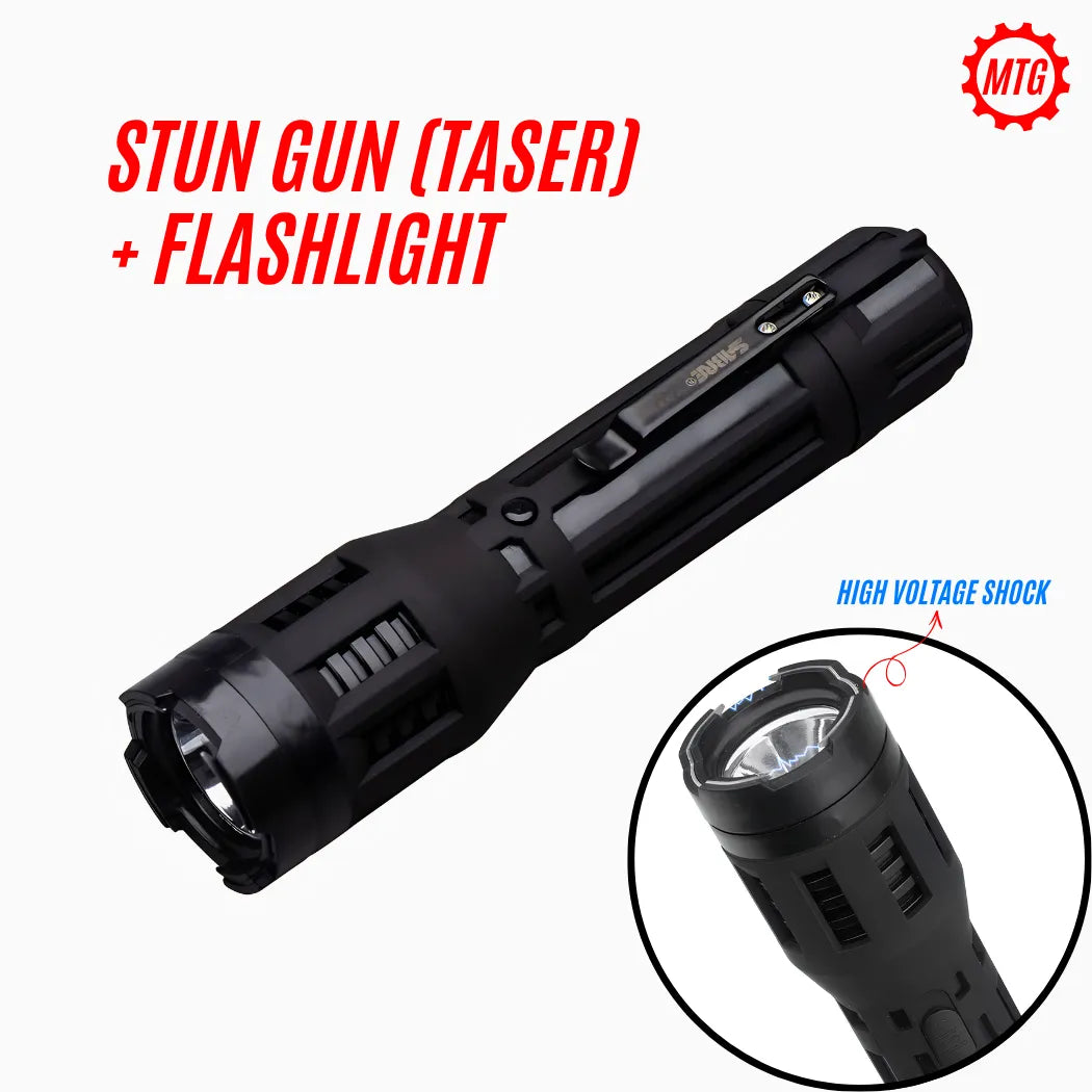 2-in-1 Taser with LED Flashlight - Rechargeable Stun Gun