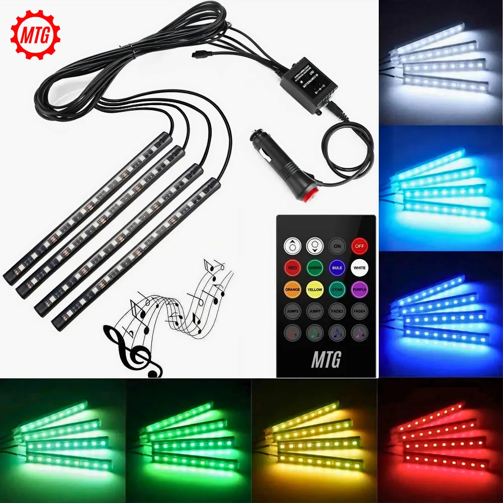 RGB Car Interior Ambient Light – Music Sync LED Atmosphere Lights