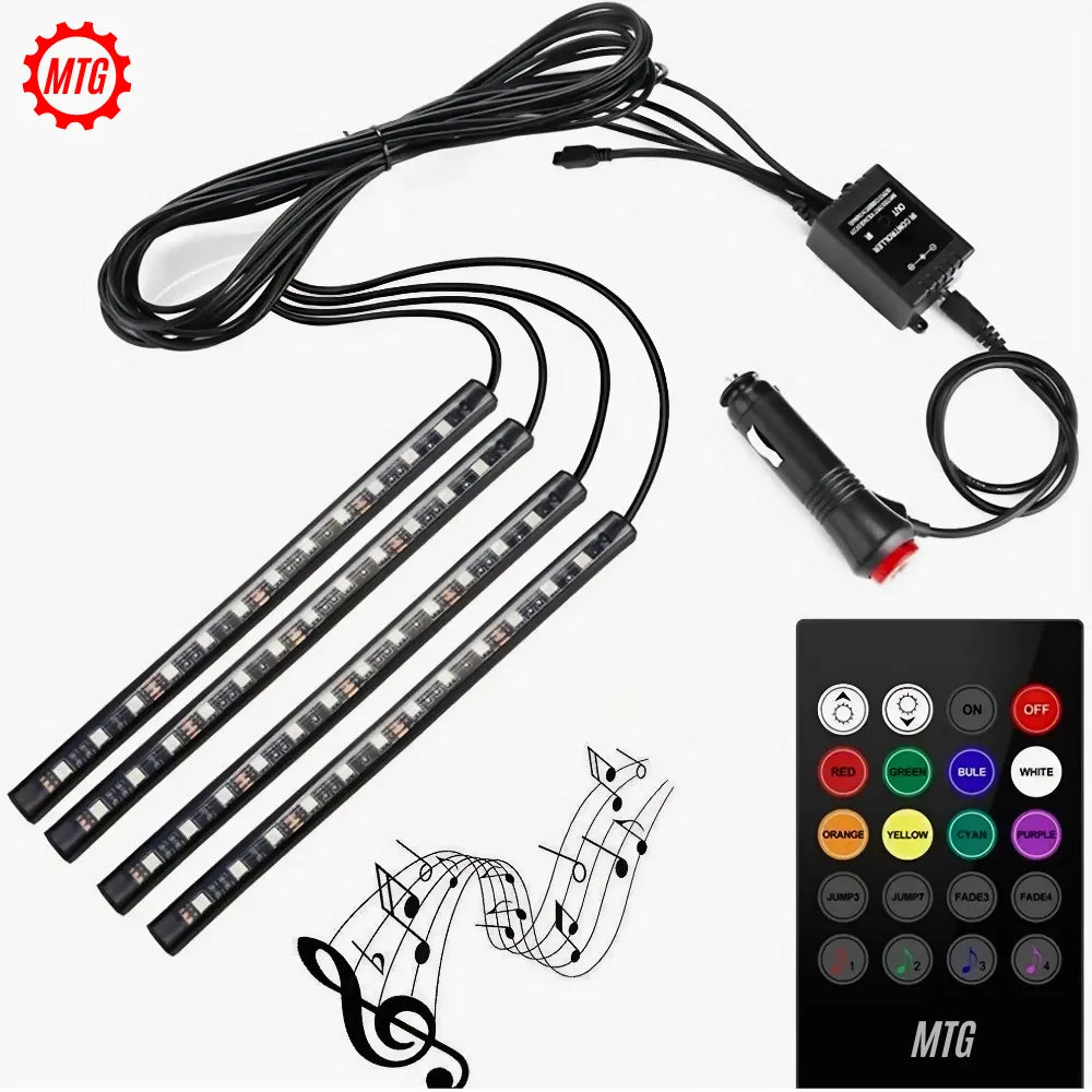 RGB Car Interior Ambient Light – Music Sync LED Atmosphere Lights