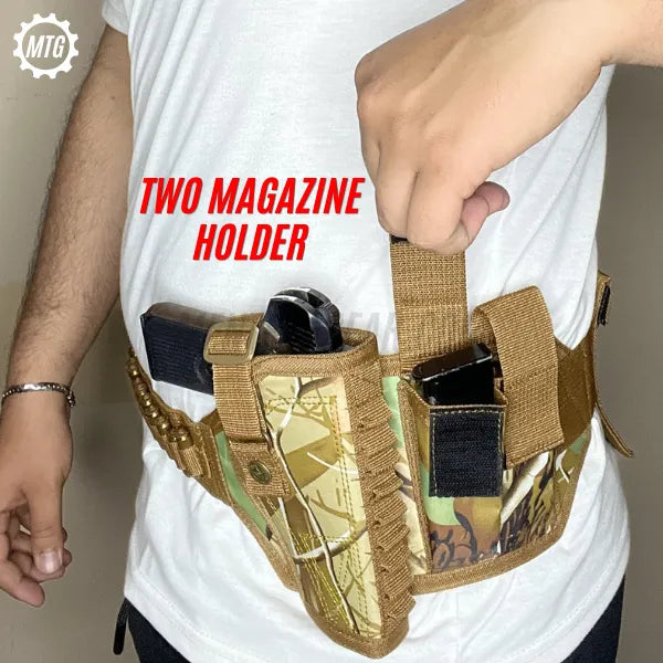 Belly Band Pistol Holster – Concealed Carry Belt with Magazines, Bullets & License Pocket + FREE Cleaning Kit