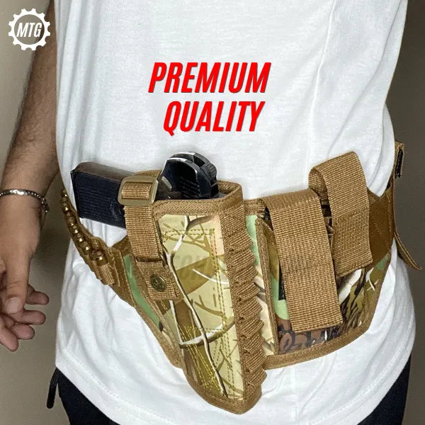 Belly Band Pistol Holster – Concealed Carry Belt with Magazines, Bullets & License Pocket + FREE Cleaning Kit