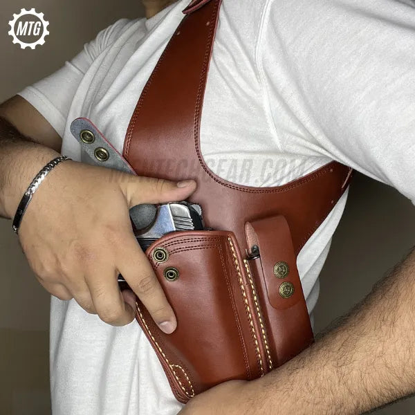 Premium Genuine Leather Pistol Holster – Single-Side Carry + FREE Cleaning Kit