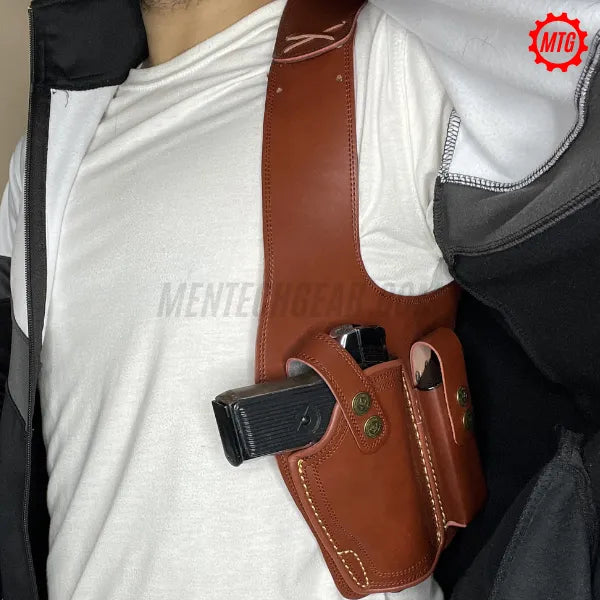 Premium Genuine Leather Pistol Holster – Single-Side Carry + FREE Cleaning Kit