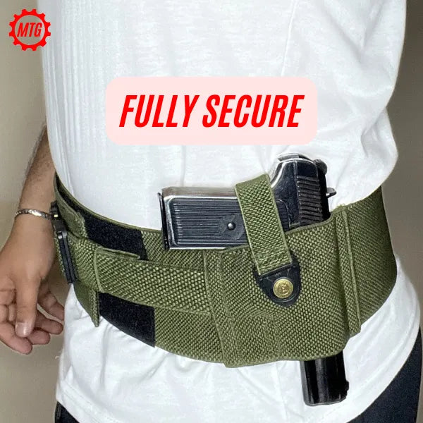 Elastic Belly Band Holster with Aluminium design lock & License Pocket + FREE Cleaning Kit