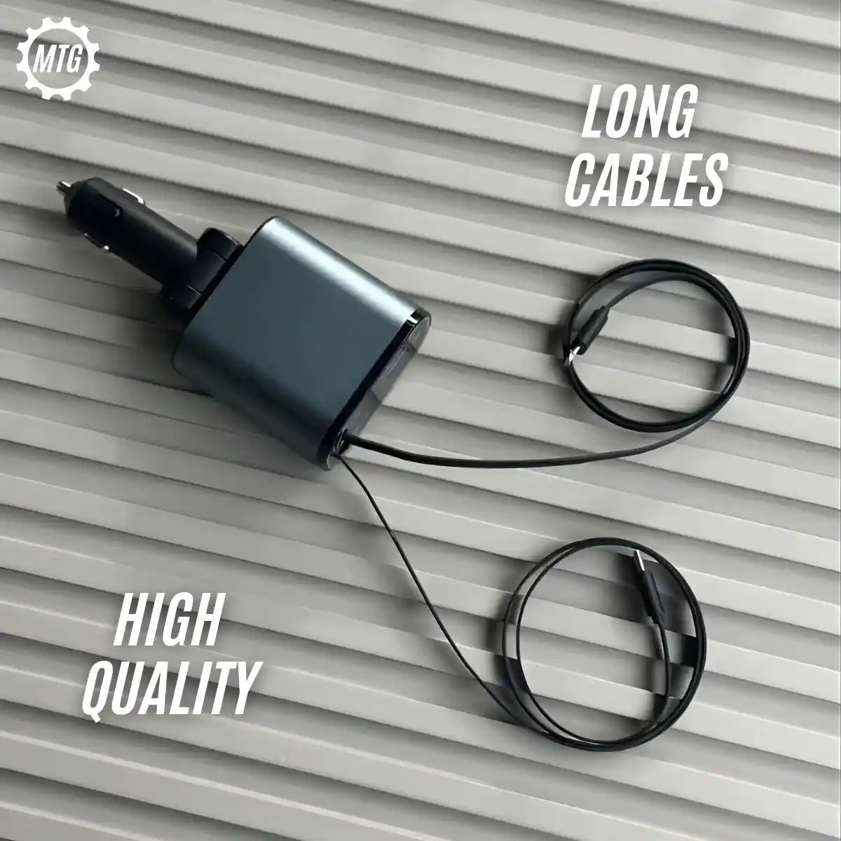 4-in-1 Retractable Car Charger – Fast Charging Adapter with Multi Cables