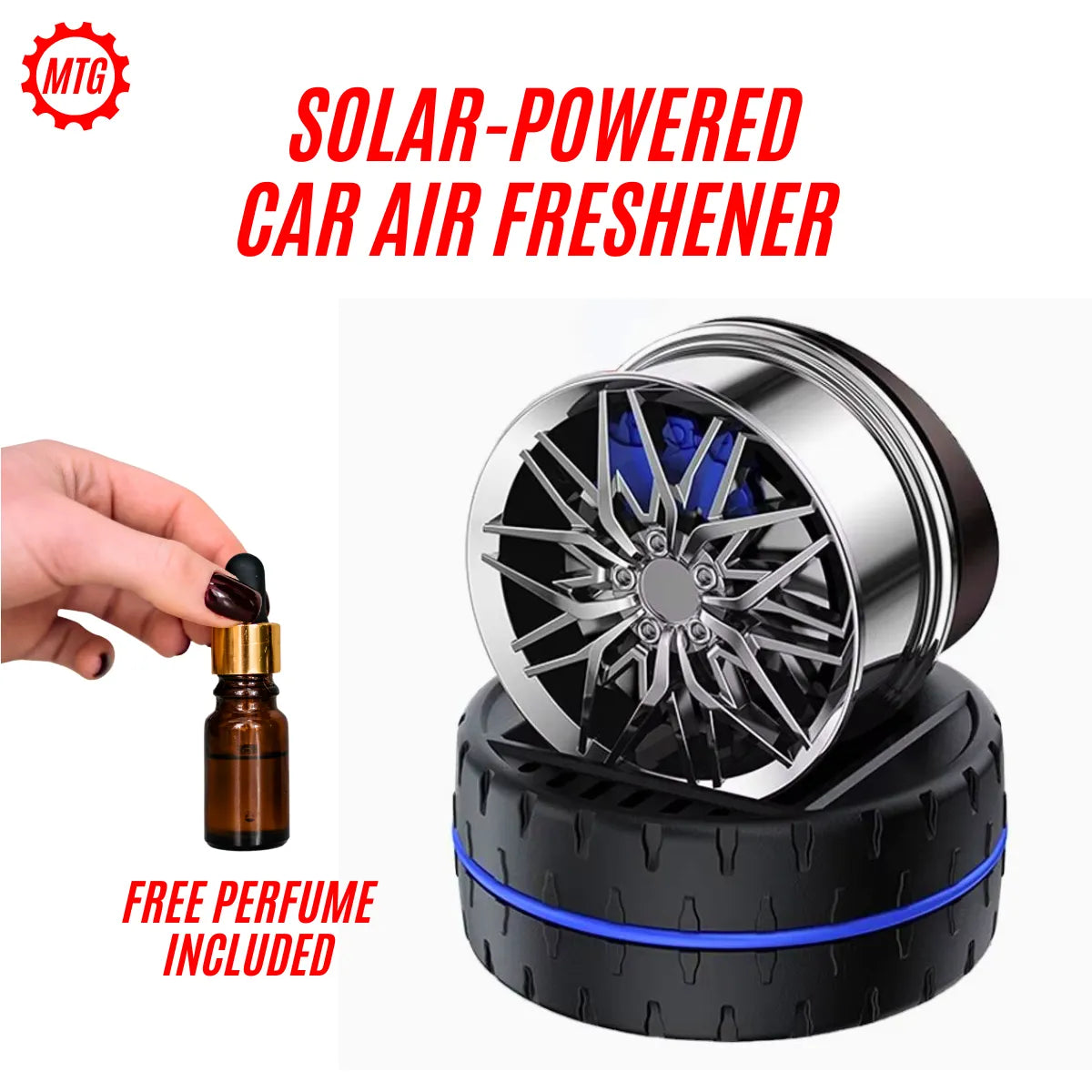 Solar Rotating Wheel Hub Perfume – 360° Car Air Freshener | Long-Lasting Fragrance