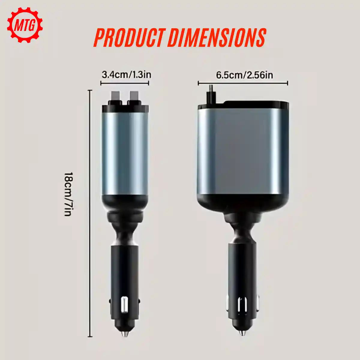 4-in-1 Retractable Car Charger – Fast Charging Adapter with Multi Cables
