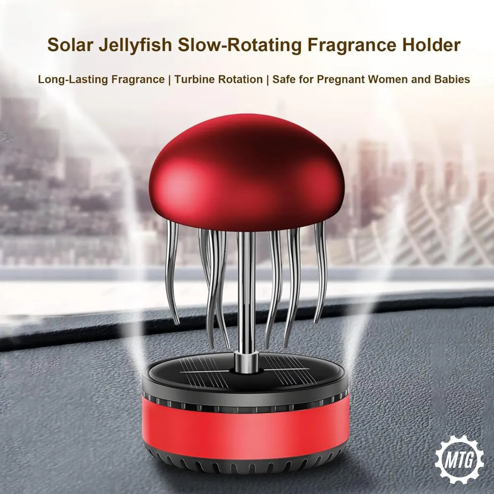 Solar Powered Rotating Car Air Freshener – Jellyfish Mist Ring Aromatherapy