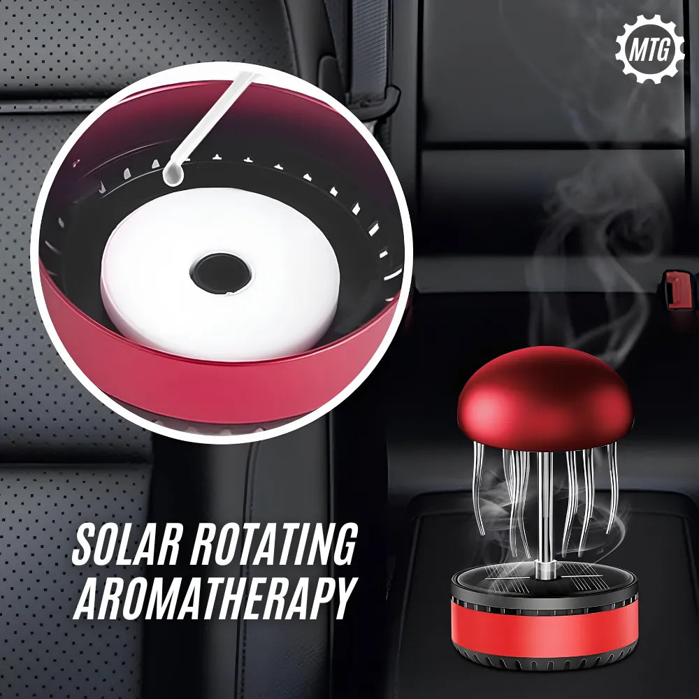 Solar Powered Rotating Car Air Freshener – Jellyfish Mist Ring Aromatherapy