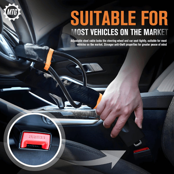 Seat Belt Steering Wheel Lock – Quick Locking Anti-Theft Strap