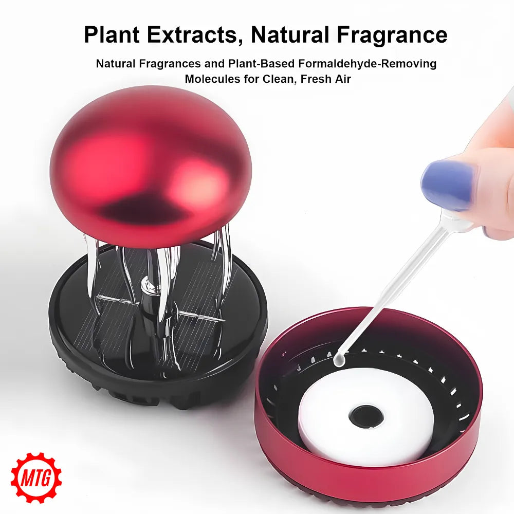 Solar Powered Rotating Car Air Freshener – Jellyfish Mist Ring Aromatherapy