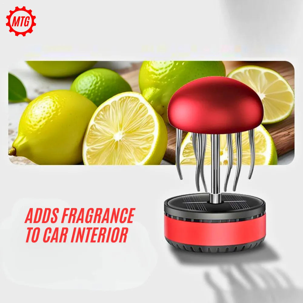 Solar Powered Rotating Car Air Freshener – Jellyfish Mist Ring Aromatherapy