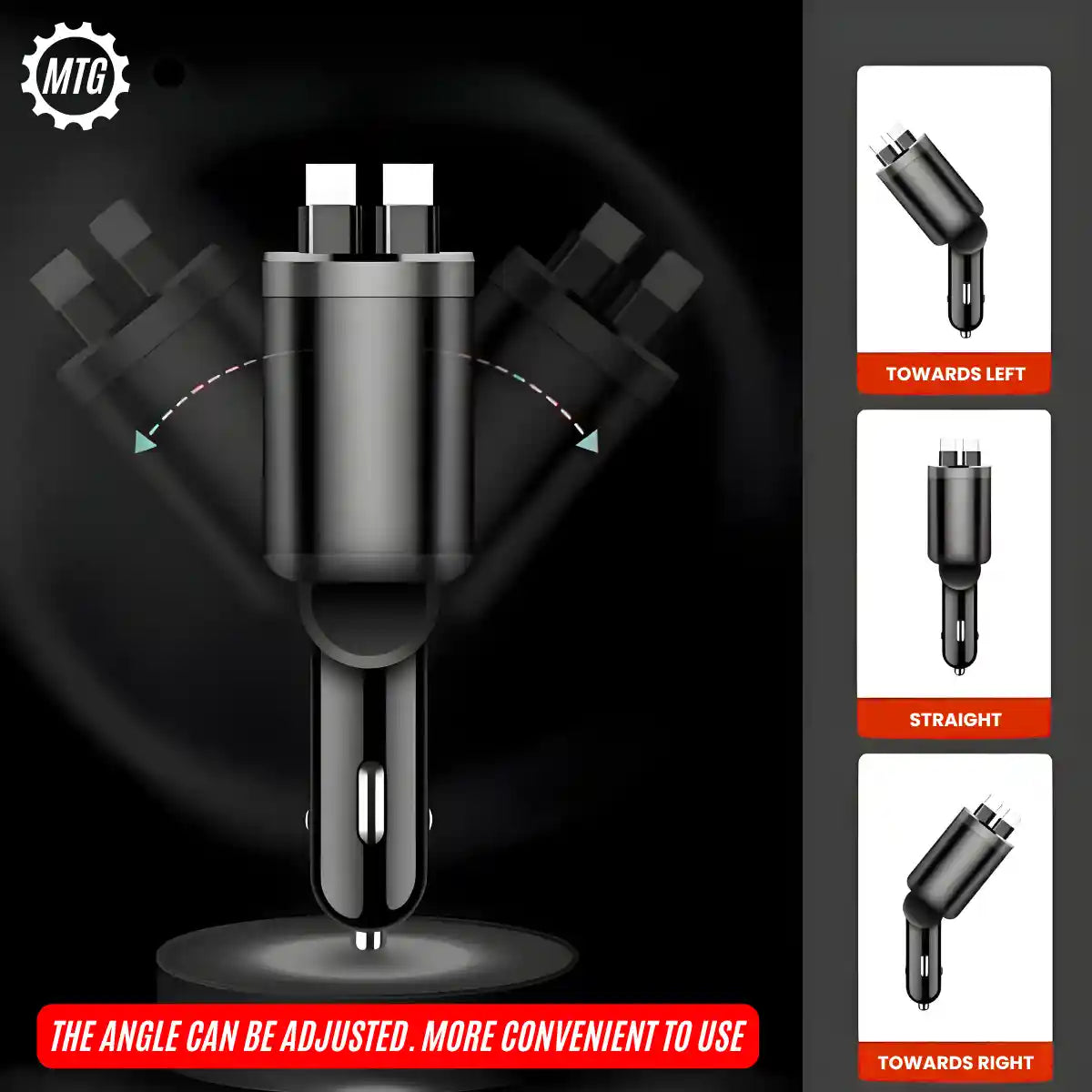 4-in-1 Retractable Car Charger – Fast Charging Adapter with Multi Cables