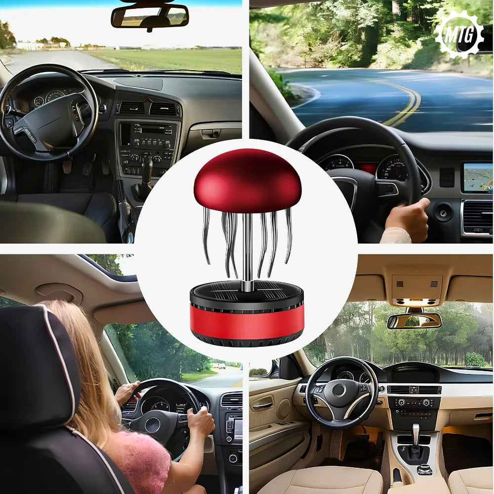Solar Powered Rotating Car Air Freshener – Jellyfish Mist Ring Aromatherapy