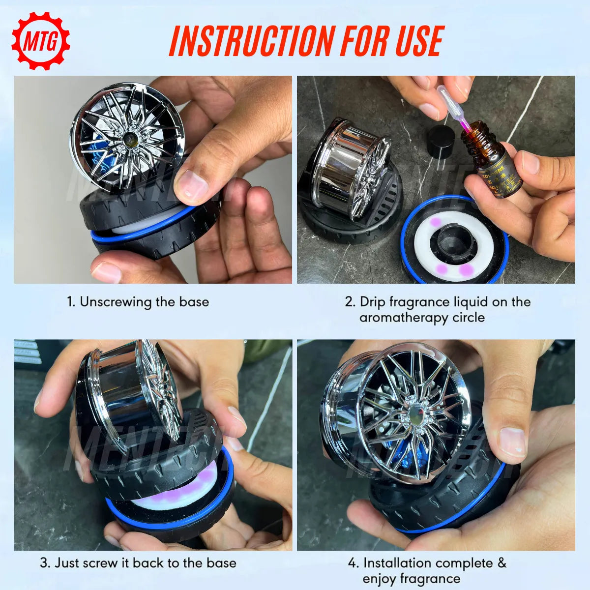 Solar Rotating Wheel Hub Perfume – 360° Car Air Freshener | Long-Lasting Fragrance