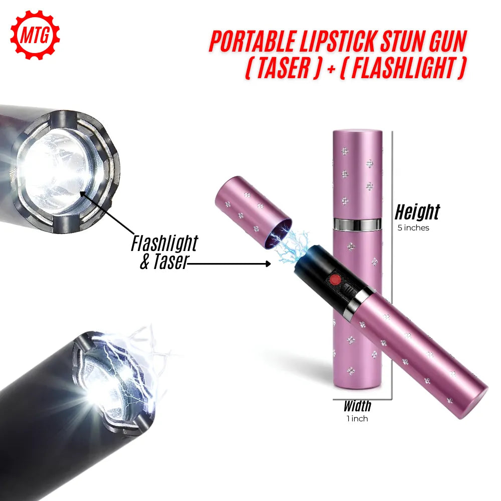 Mini Lipstick Stun Gun for Women – Concealed Self Defense Flashlight