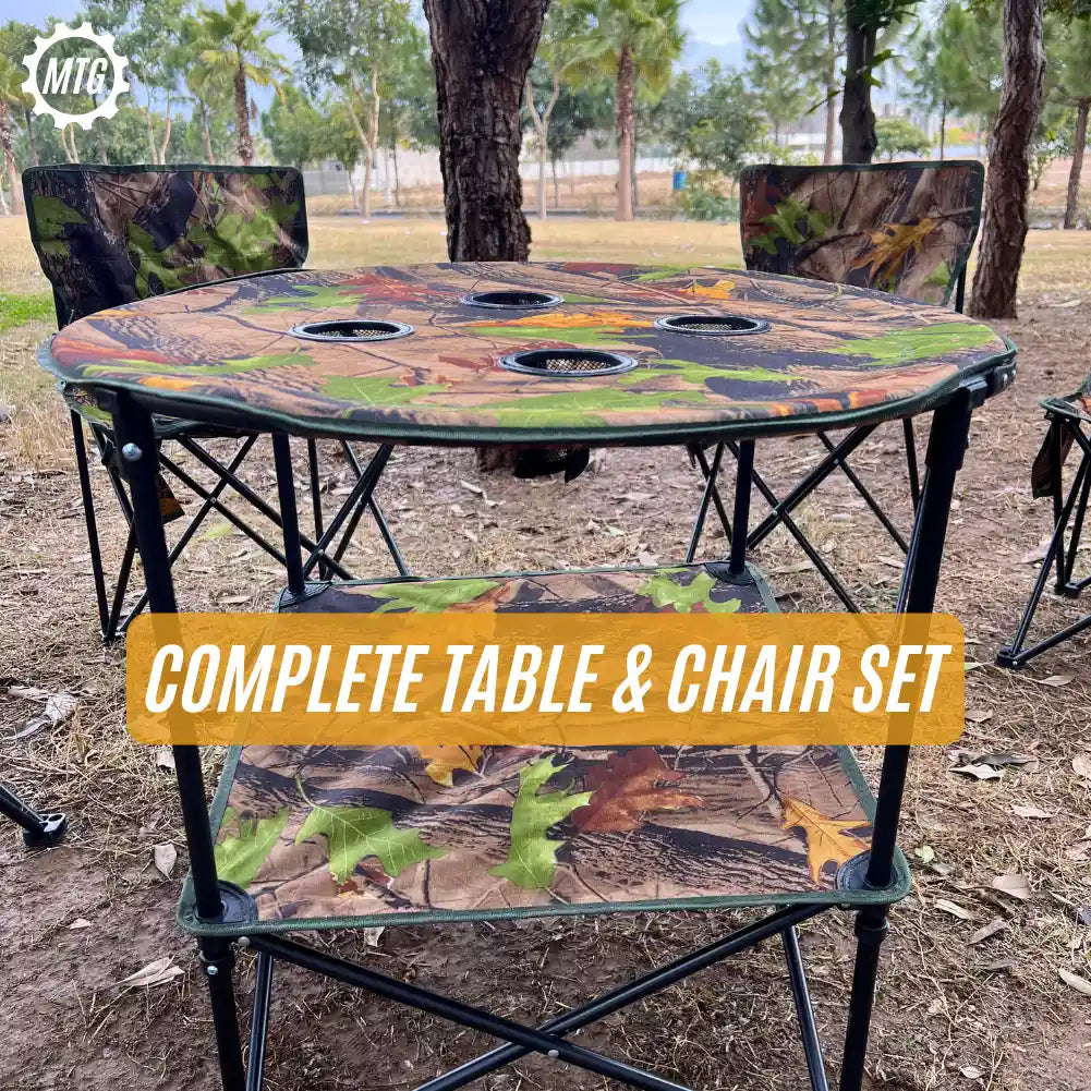 Imported Folding Chair Set with Double-Layer Table – Portable Outdoor Camping Chairs Set
