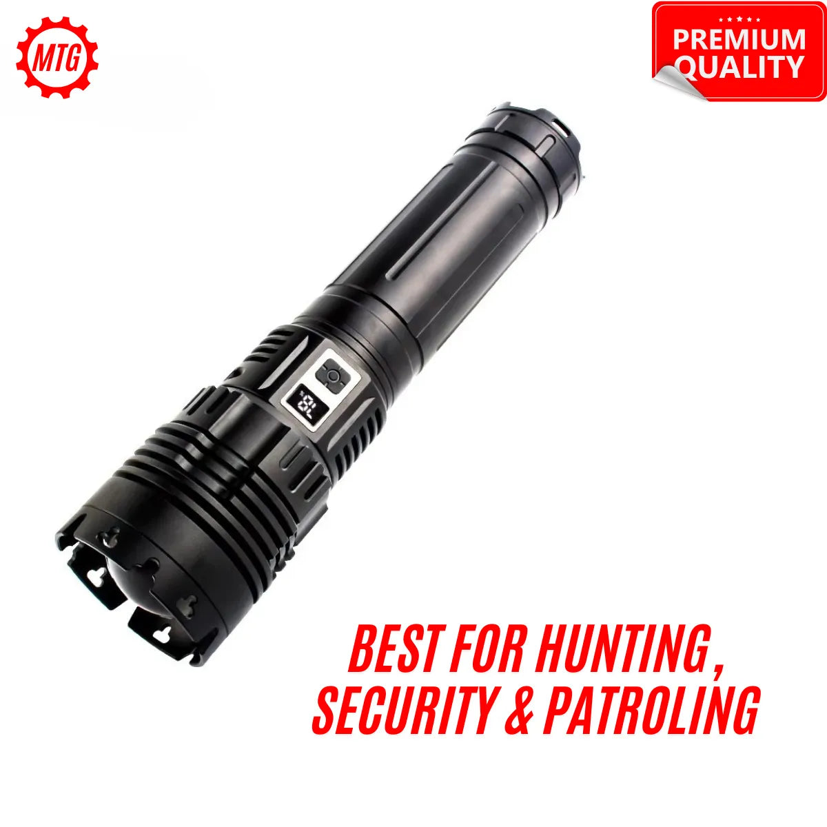 5000 Lumens White Laser Flashlight – Heavy-Duty Torch with Power Bank & Zoom