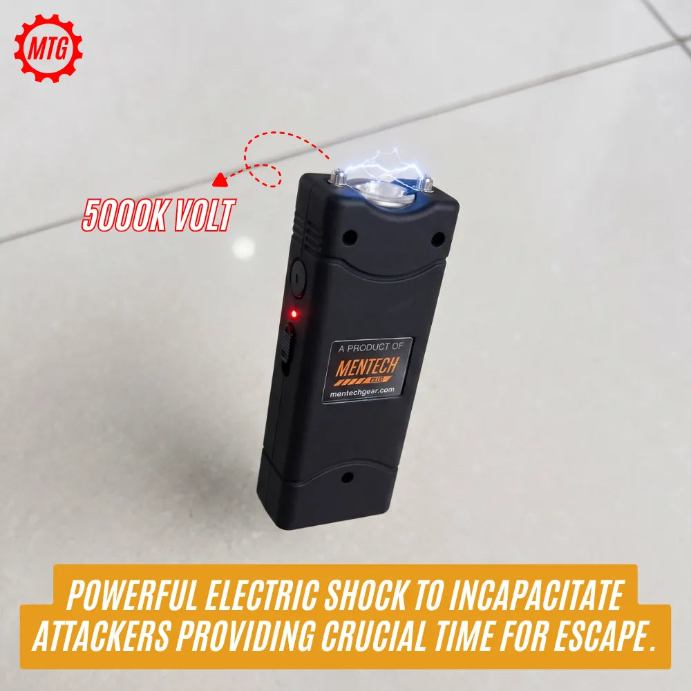 Mini Rechargeable Stun Gun – High Voltage Taser with LED Flashlight + Free Holster