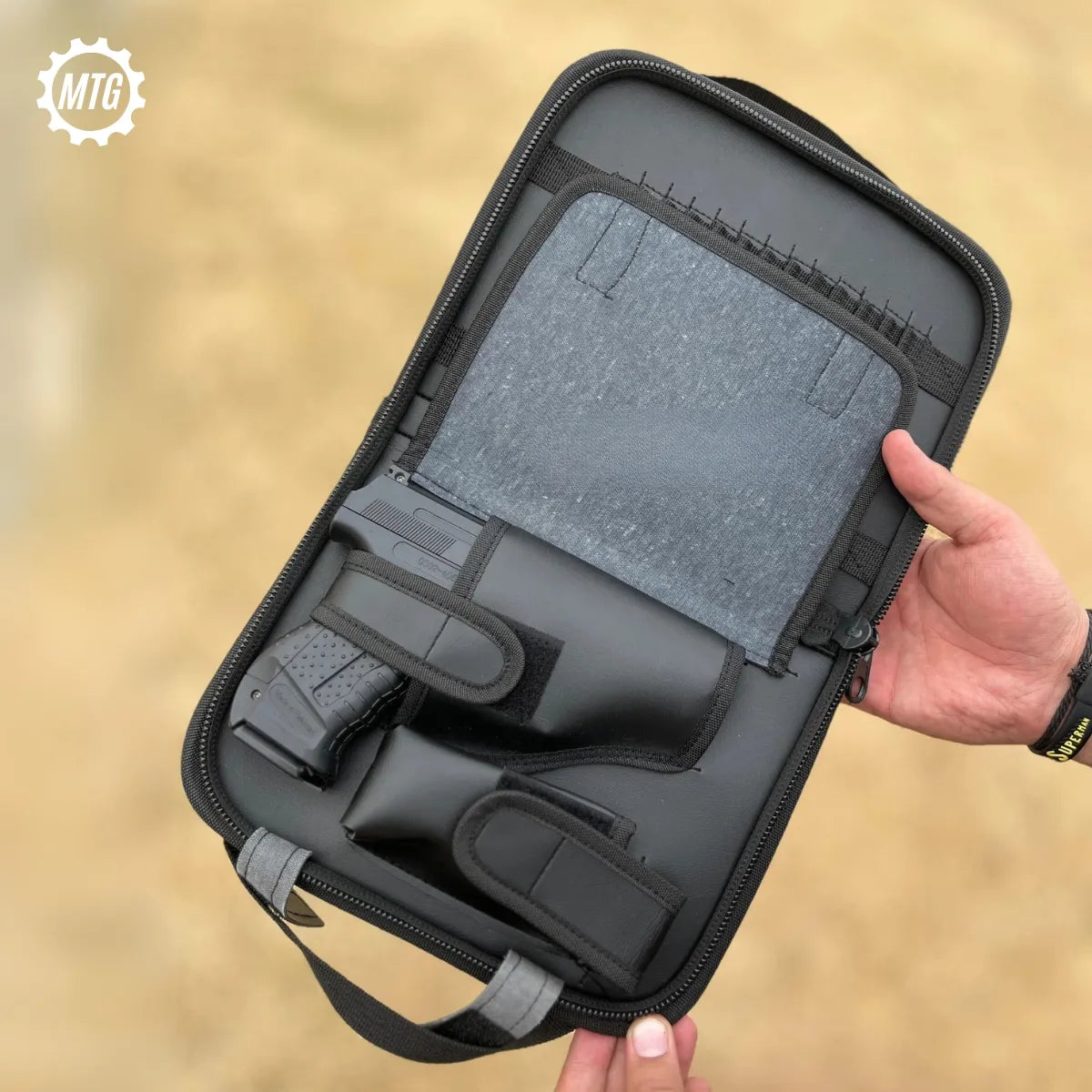 Thick Padded Leather Pistol Bag + FREE Cleaning Kit