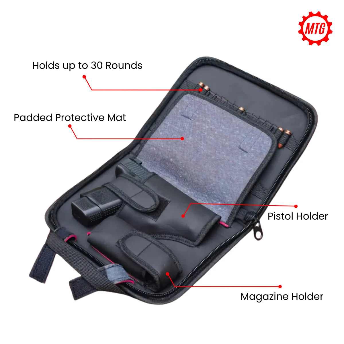 Thick Padded Leather Pistol Bag + FREE Cleaning Kit