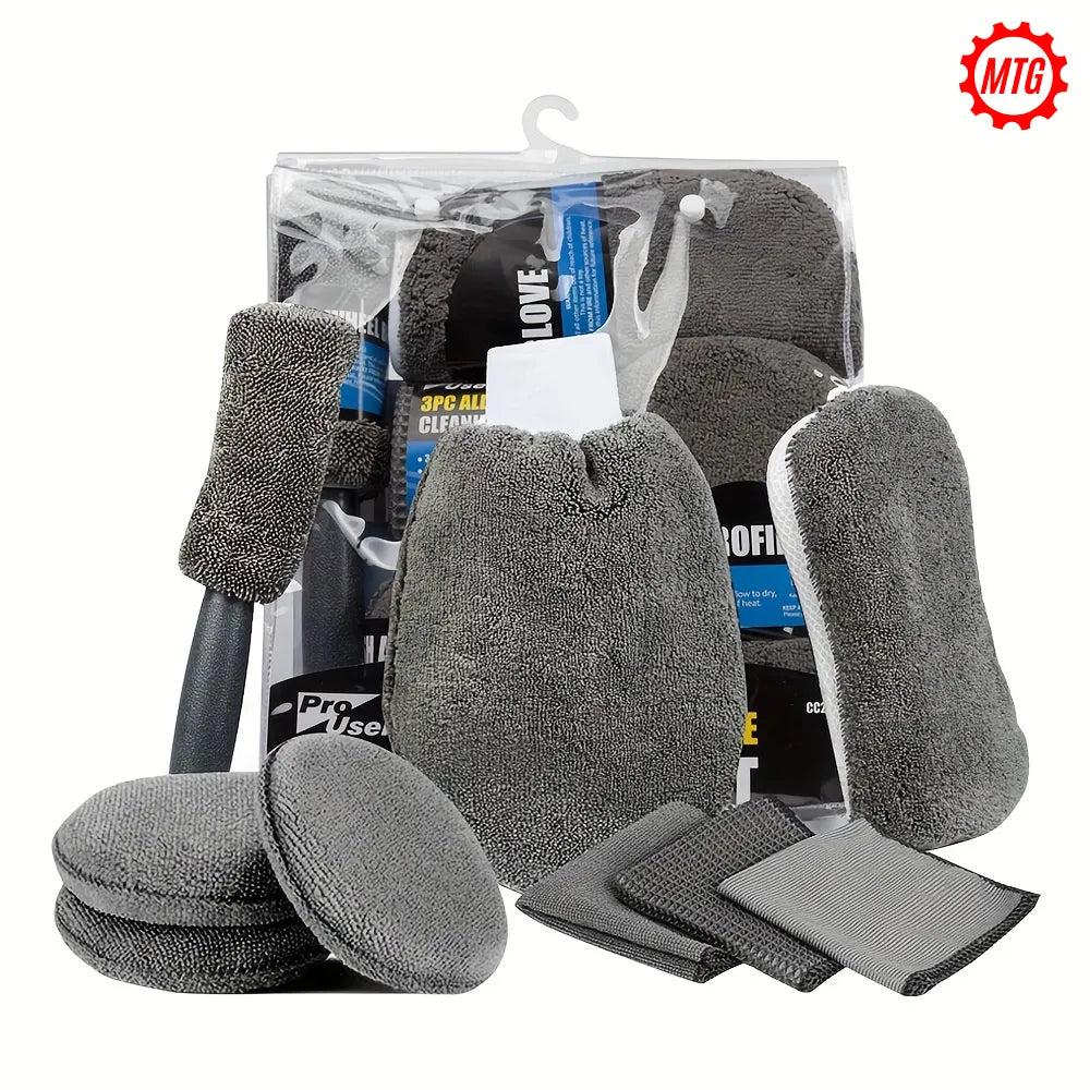 9-Piece Car Cleaning Kit – Premium Microfiber Detailing & Wash Set