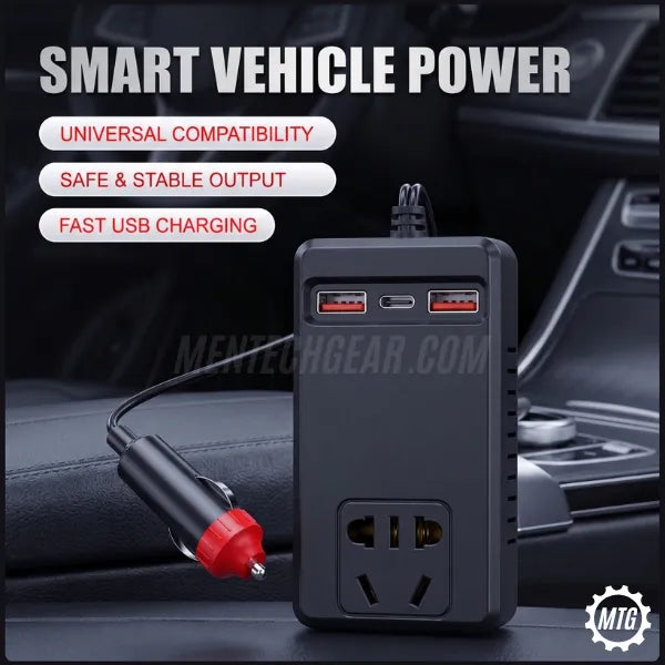 150W Car Power Inverter – DC 12V/24V to 110V-220V Converter with Fast Charging