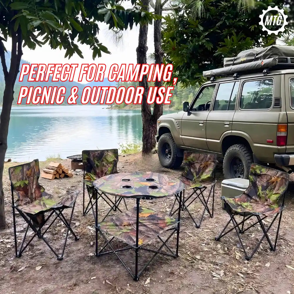 Imported Folding Chair Set with Double-Layer Table – Portable Outdoor Camping Chairs Set