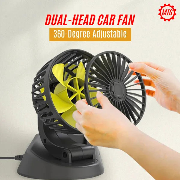 Dual Head Vehicle Fan – 360° Adjustable | Plug & Play