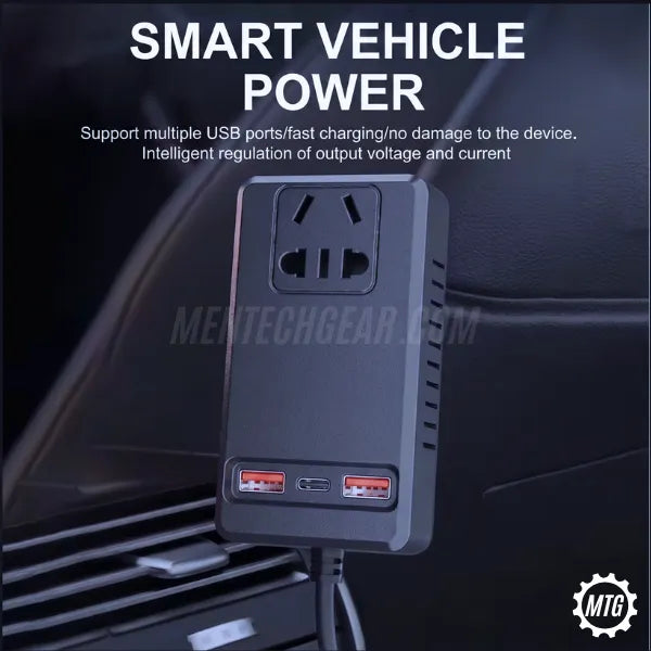 150W Car Power Inverter – DC 12V/24V to 110V-220V Converter with Fast Charging