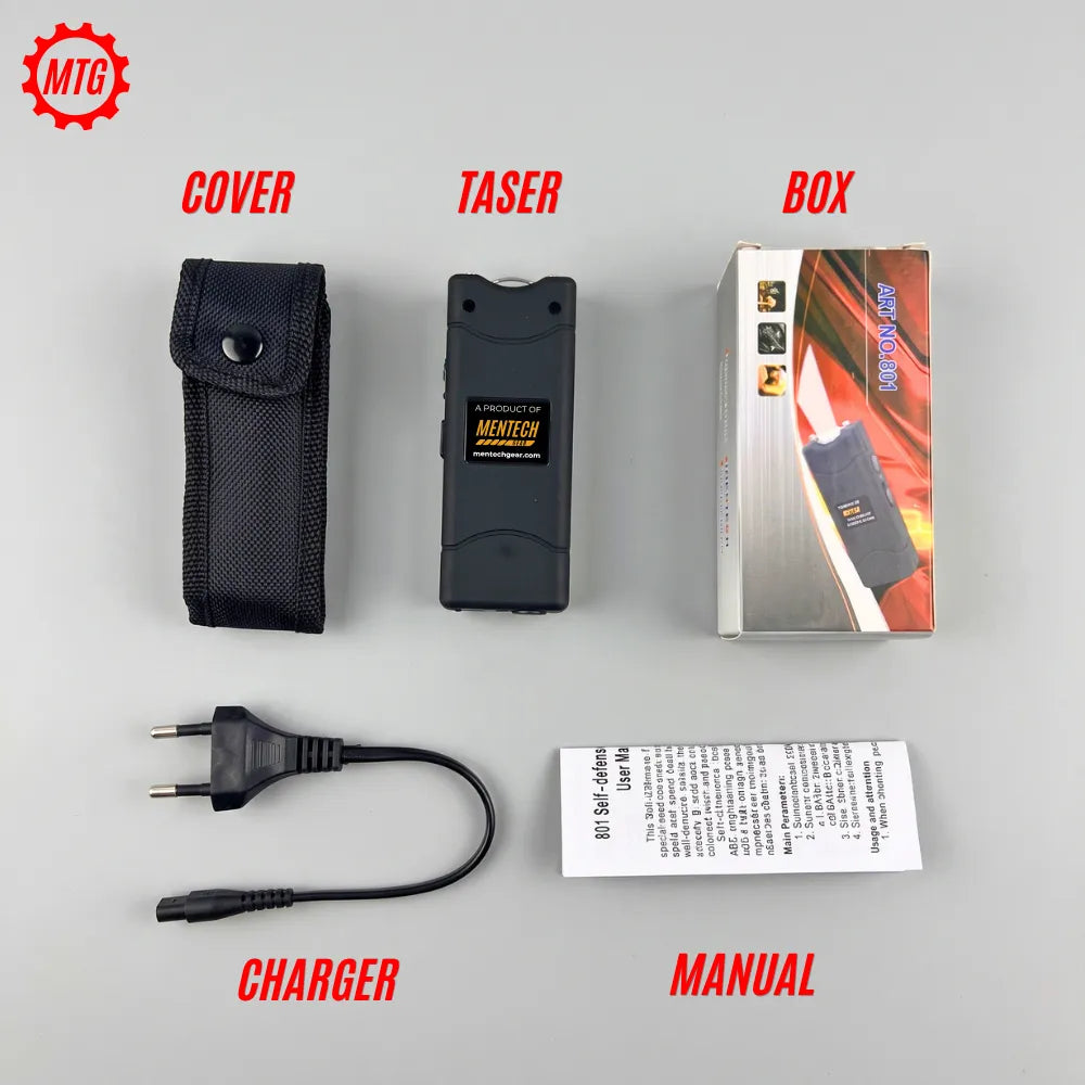 Mini Rechargeable Stun Gun – High Voltage Taser with LED Flashlight + Free Holster