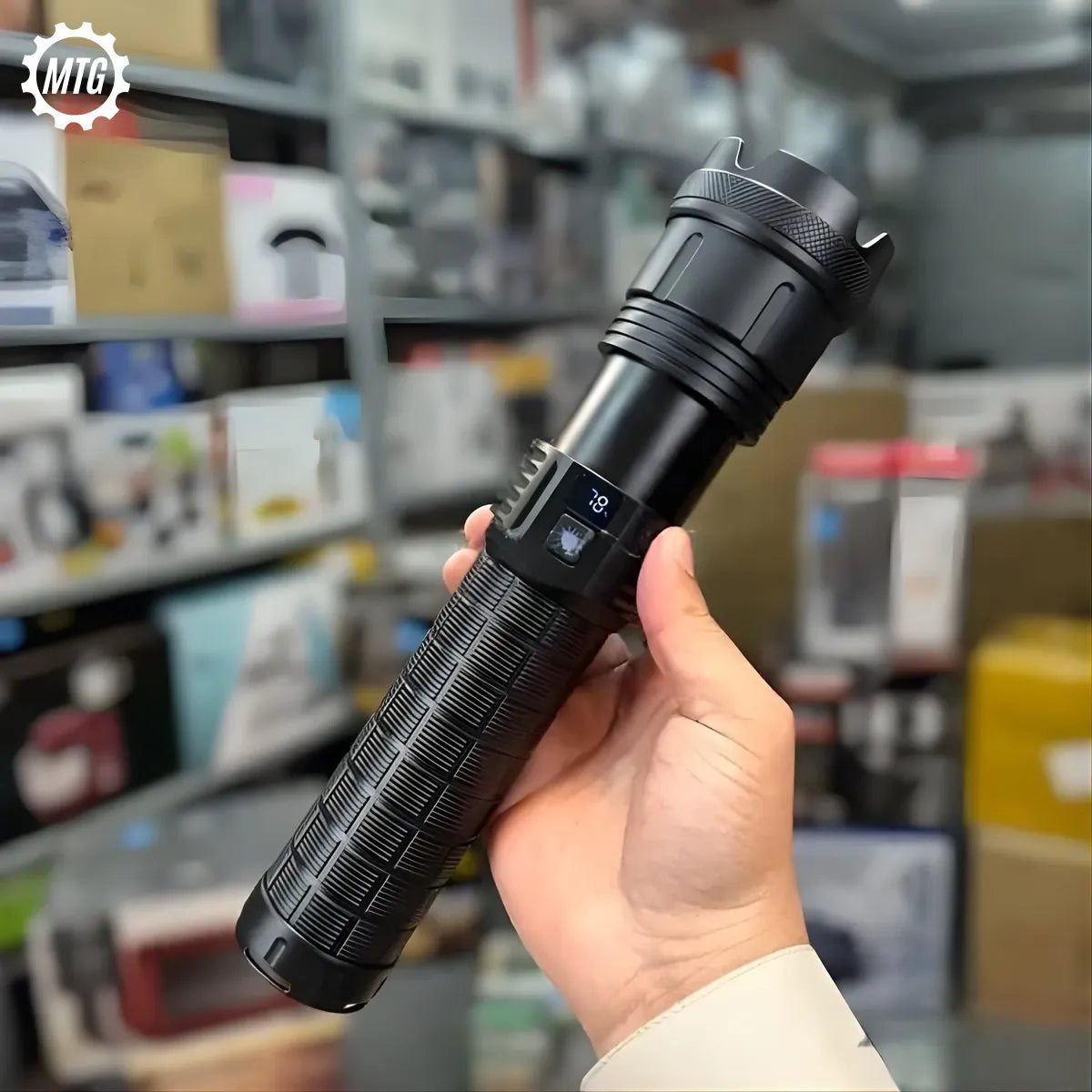 5000 Lumens White Laser Flashlight – Heavy-Duty Torch with Power Bank & Zoom