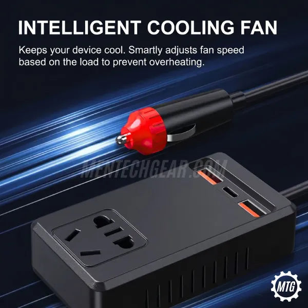 150W Car Power Inverter – DC 12V/24V to 110V-220V Converter with Fast Charging
