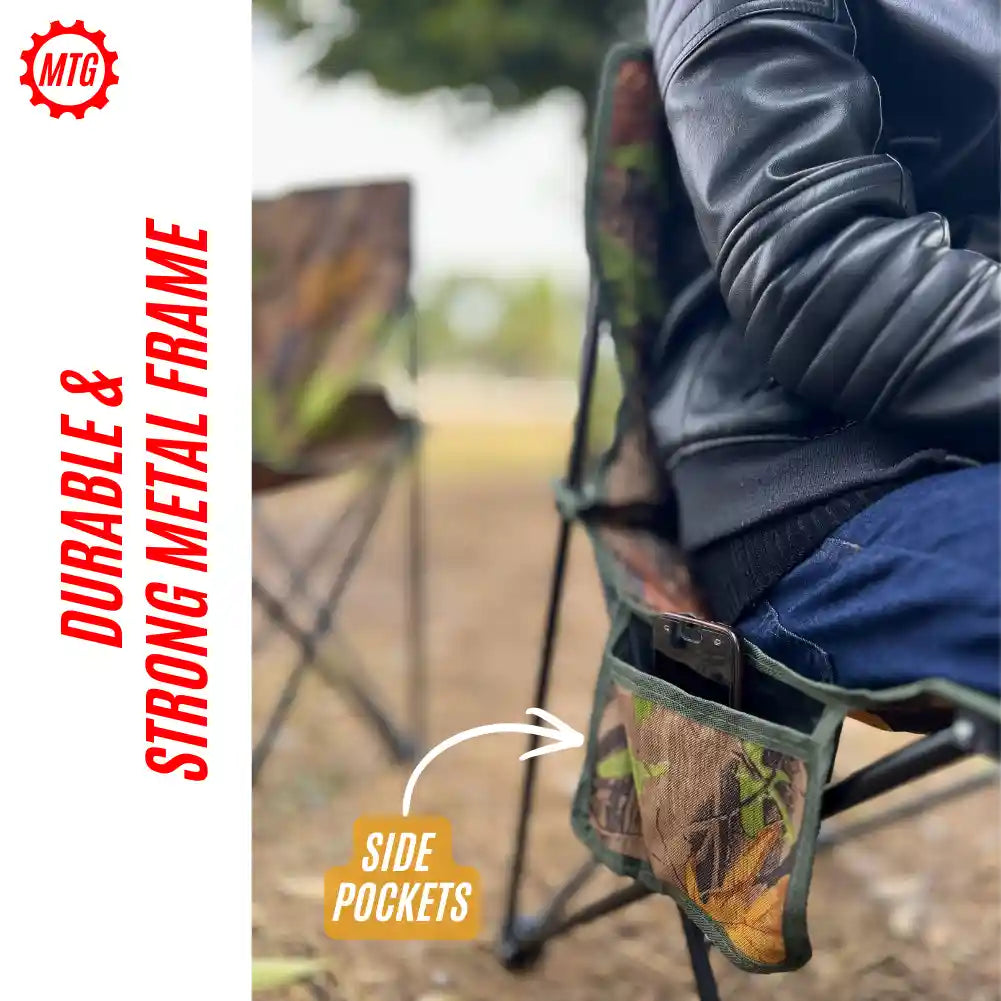 Imported Folding Chair Set with Double-Layer Table – Portable Outdoor Camping Chairs Set