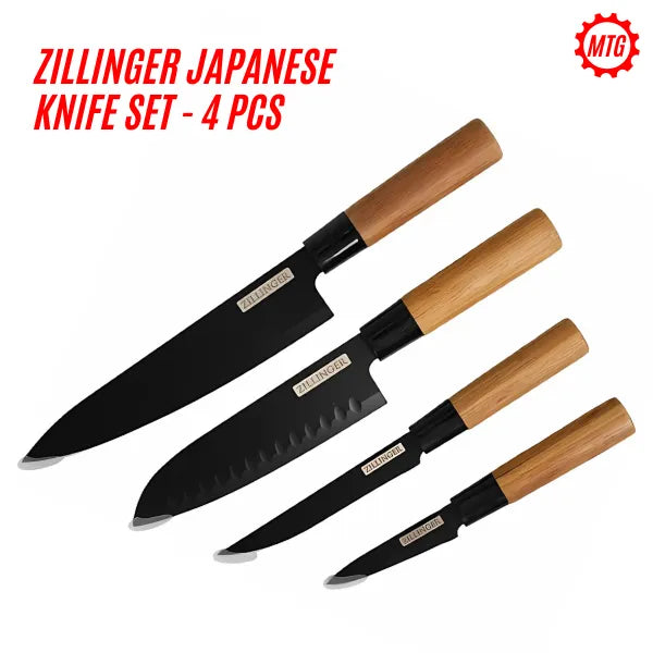 Japanese 4-Pcs Knife Set – Bamboo Handles & Stainless Steel