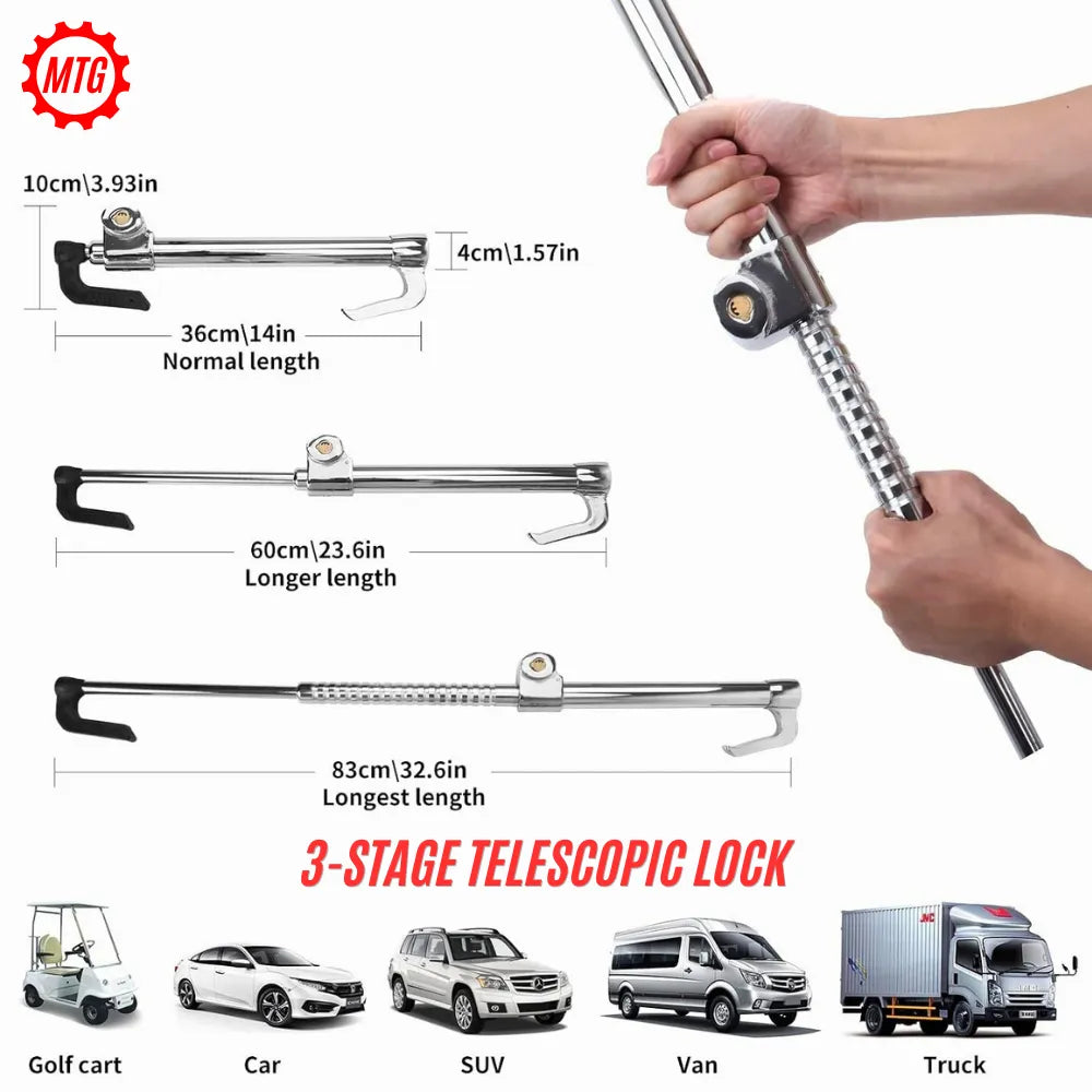 Heavy Duty Retractable Car Steering & Pedal Lock