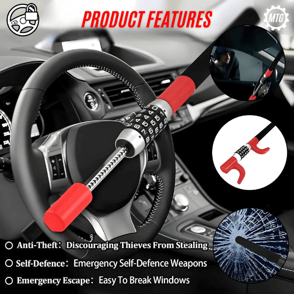Premium 5-Digit Password Steering Lock – Heavy-Duty Anti-Theft Bar