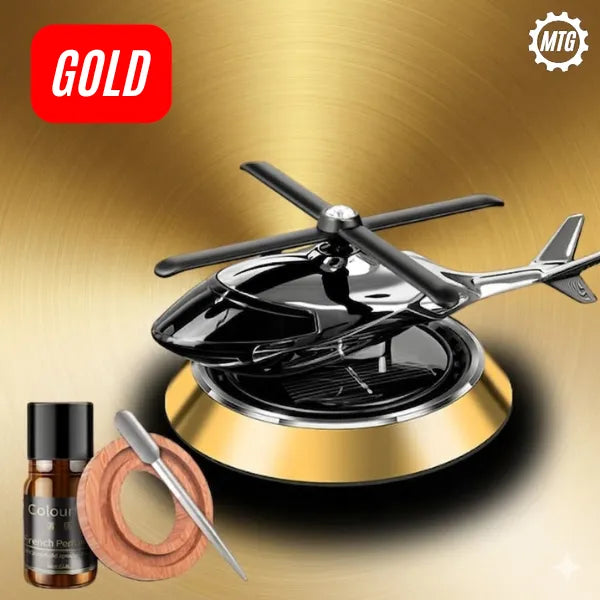 Solar Helicopter Car Aroma Diffuser – Rotating Dashboard Air Freshener with Perfume