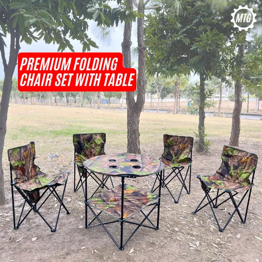 Imported Folding Chair Set with Double-Layer Table – Portable Outdoor Camping Chairs Set